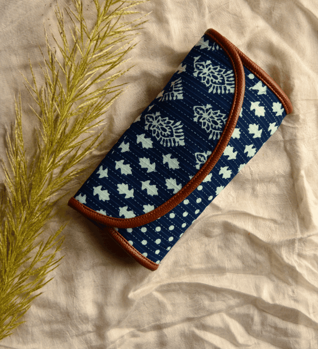 LocalLane Indigo Floral Hand Block Printed Envelope Wallet