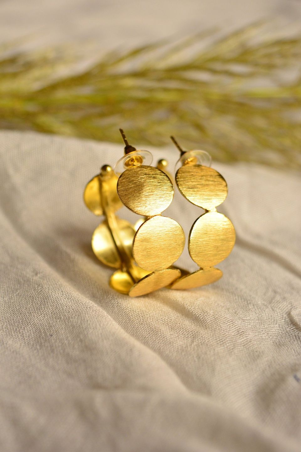 LocalLane Circular Hoops Handmade Brass Earrings