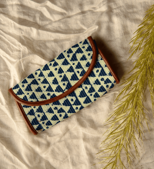 LocalLane Indigo Geometric Hand Block Printed Envelope Wallet