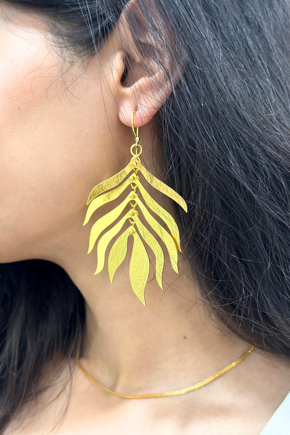 LocalLane Handcrafted Leaf Statement Drop Earrings