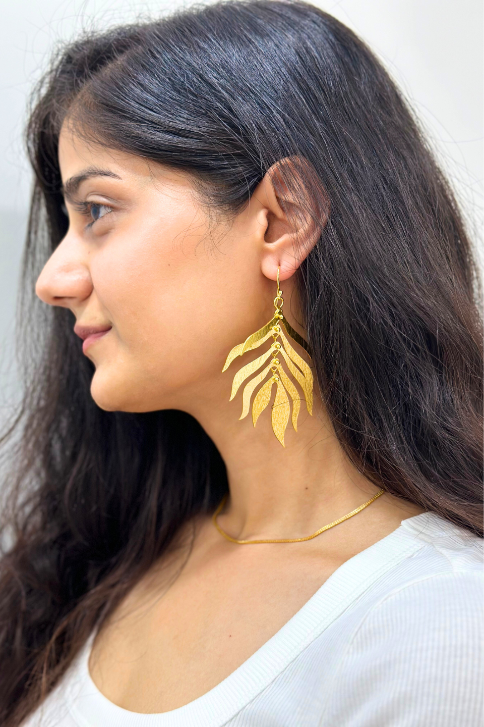 LocalLane Handcrafted Leaf Statement Drop Earrings