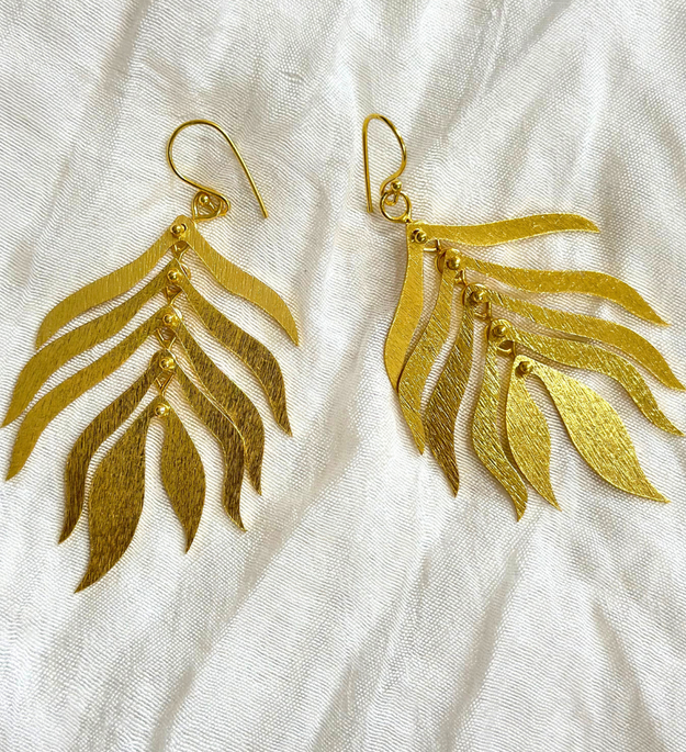 LocalLane Handcrafted Leaf Statement Drop Earrings