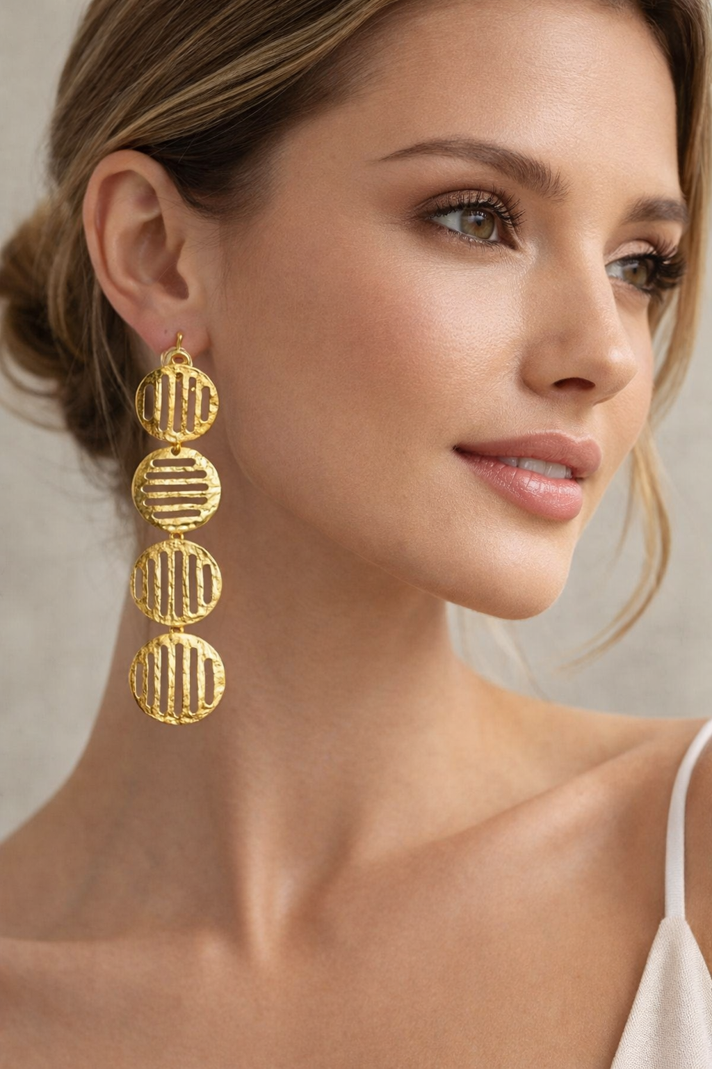 LocalLane Jaali Drop Gold Plated Brass Earrings