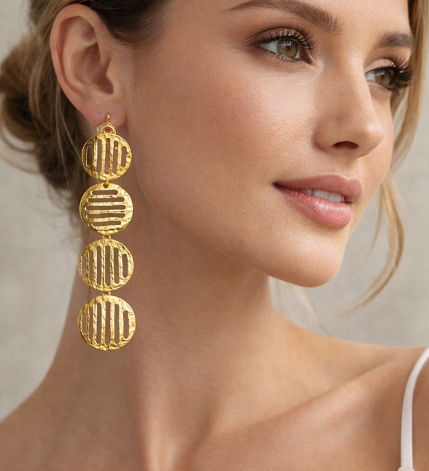 LocalLane Jaali Drop Gold Plated Brass Earrings