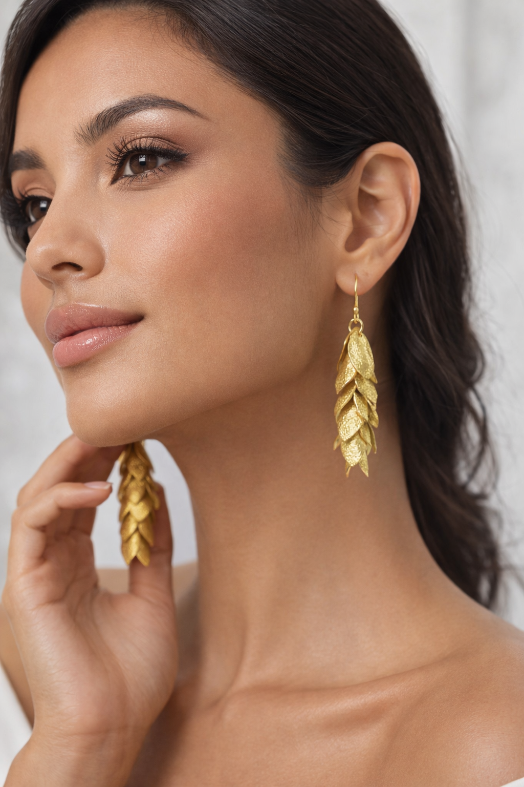 LocalLane Leafy Affair Drop Gold Plated Brass Earrings