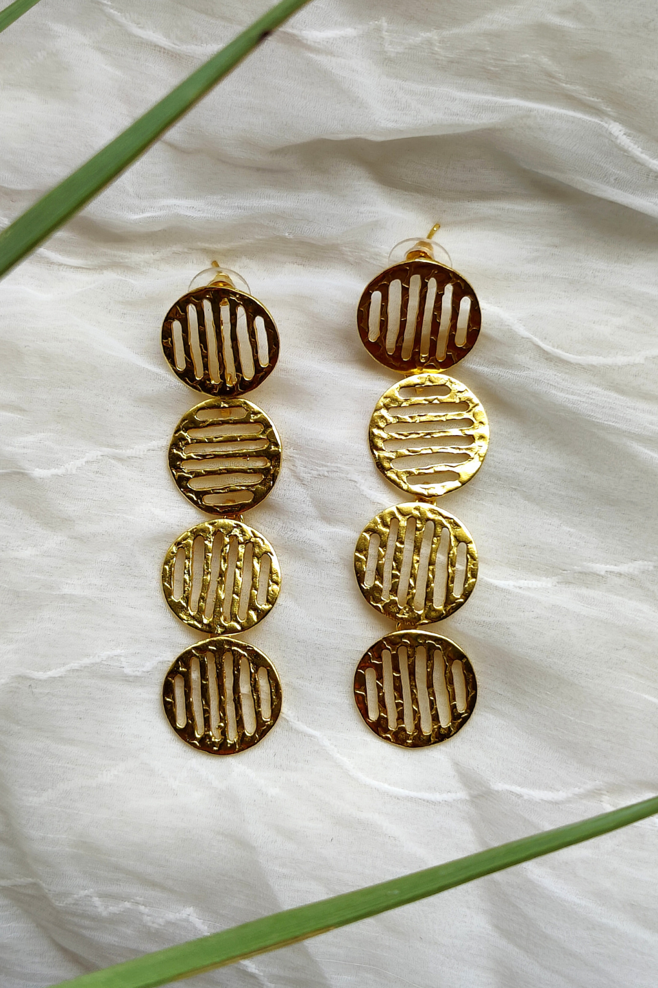 LocalLane Jaali Drop Handmade Brass Earrings