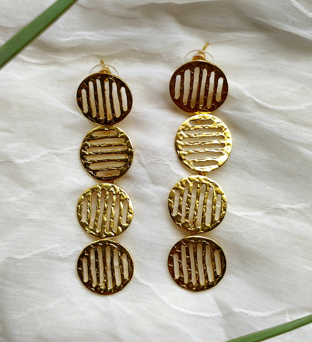 LocalLane Jaali Drop Handmade Brass Earrings