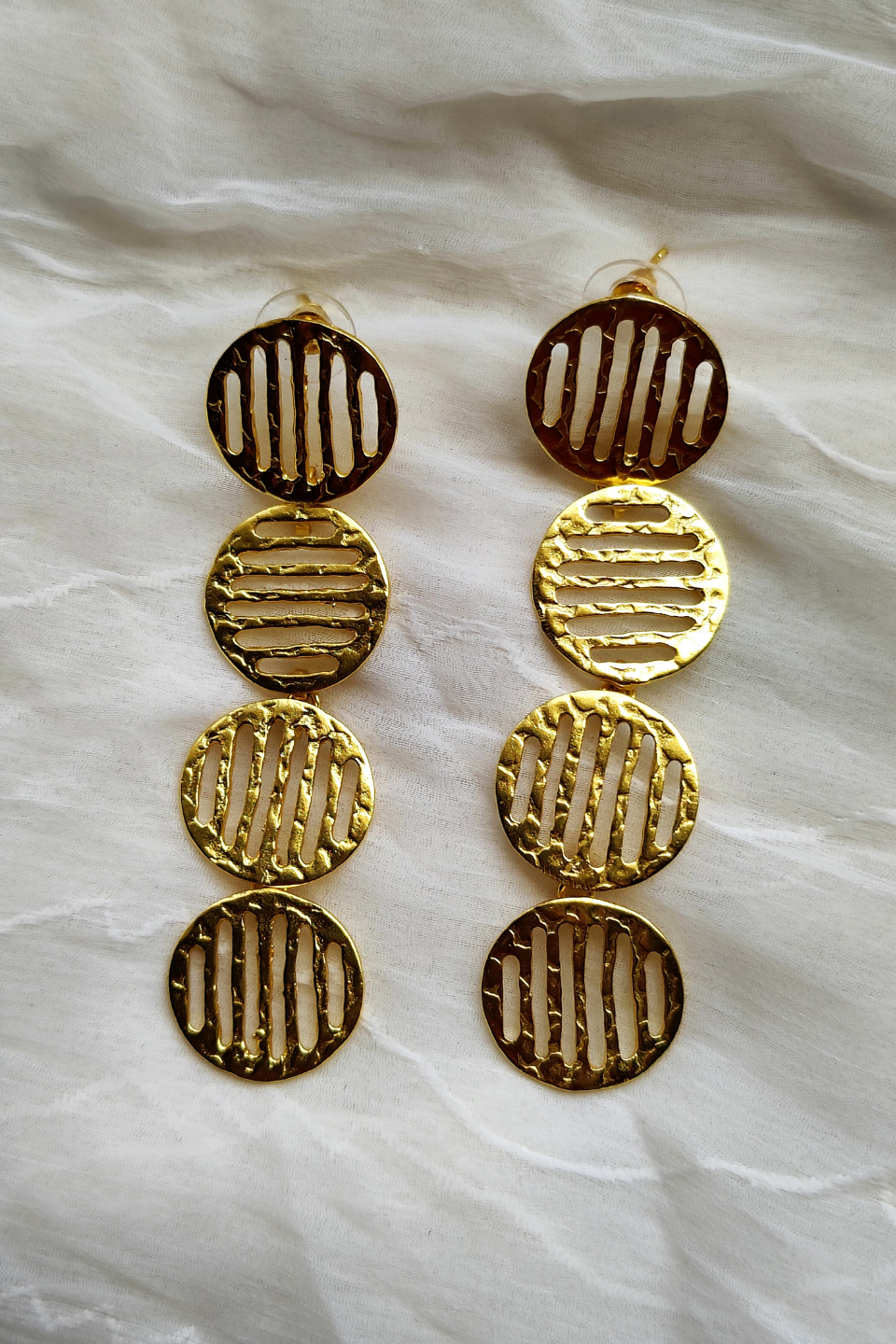 LocalLane Jaali Drop Handmade Brass Earrings