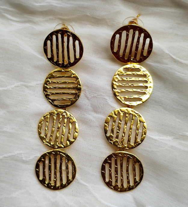 LocalLane Jaali Drop Handmade Brass Earrings