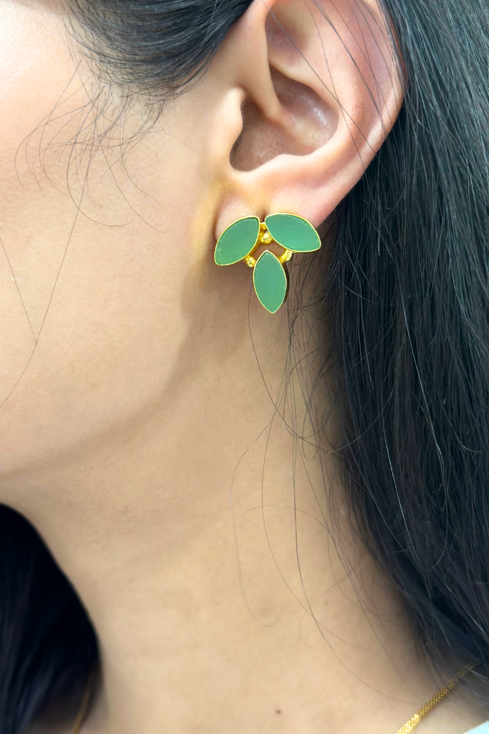 LocalLane Handcrafted Green Leafy Studs