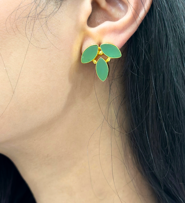 LocalLane Handcrafted Green Leafy Studs