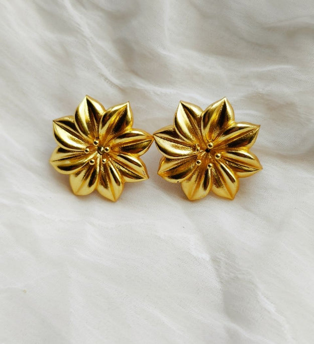 LocalLane Jasmine Studs Handmade Brass Earrings