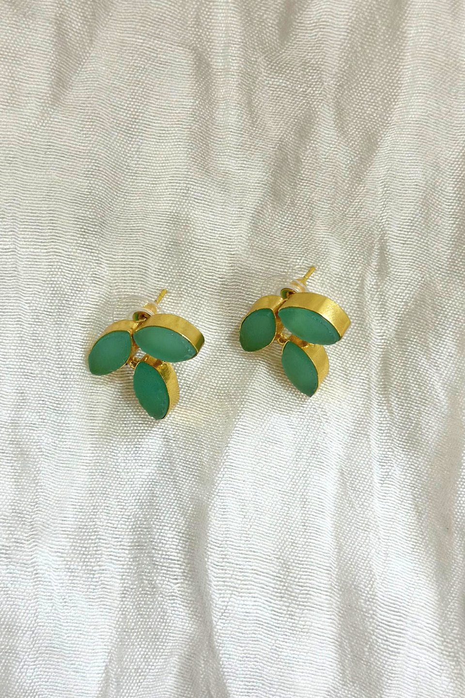 LocalLane Handcrafted Green Leafy Studs