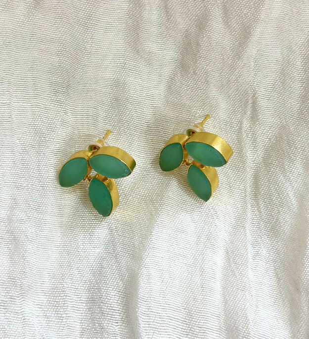 LocalLane Handcrafted Green Leafy Studs