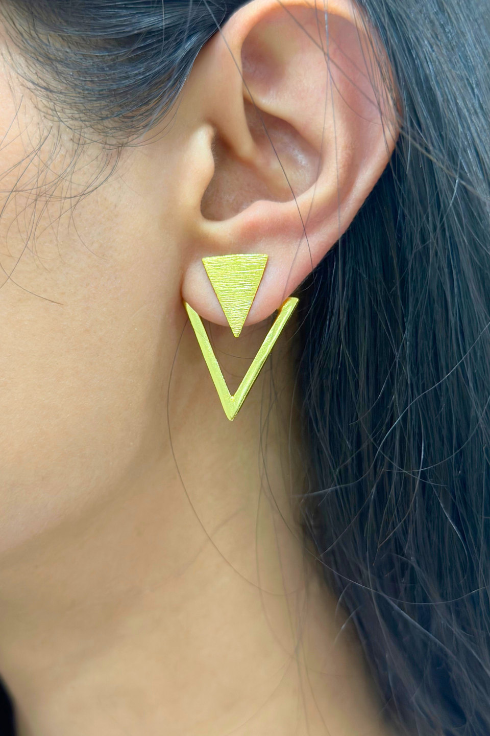 LocalLane Handcrafted Boho Dual Triangle Studs