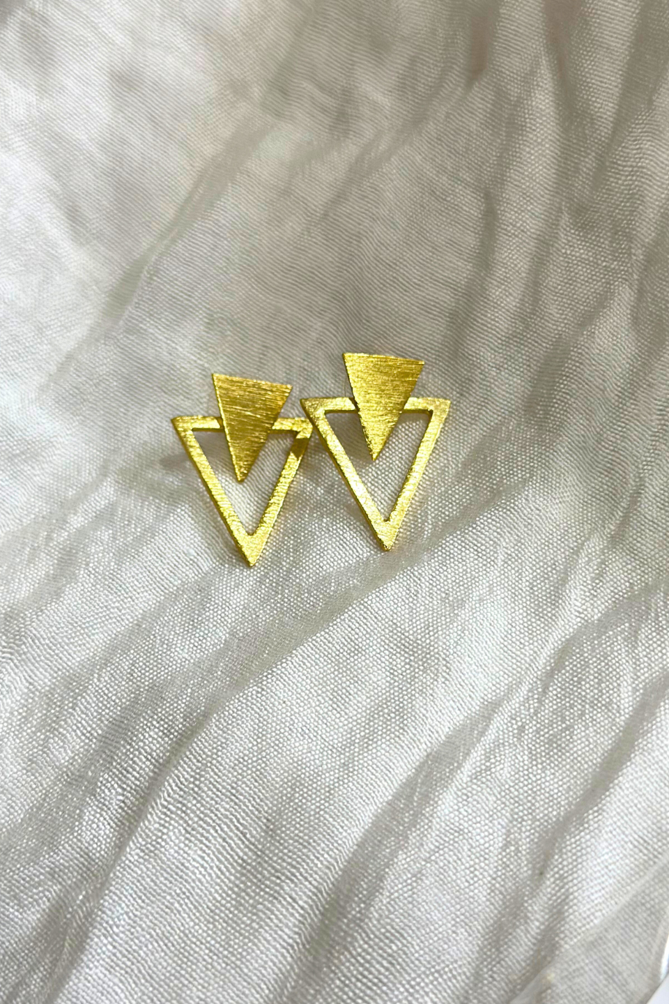 LocalLane Handcrafted Boho Dual Triangle Studs