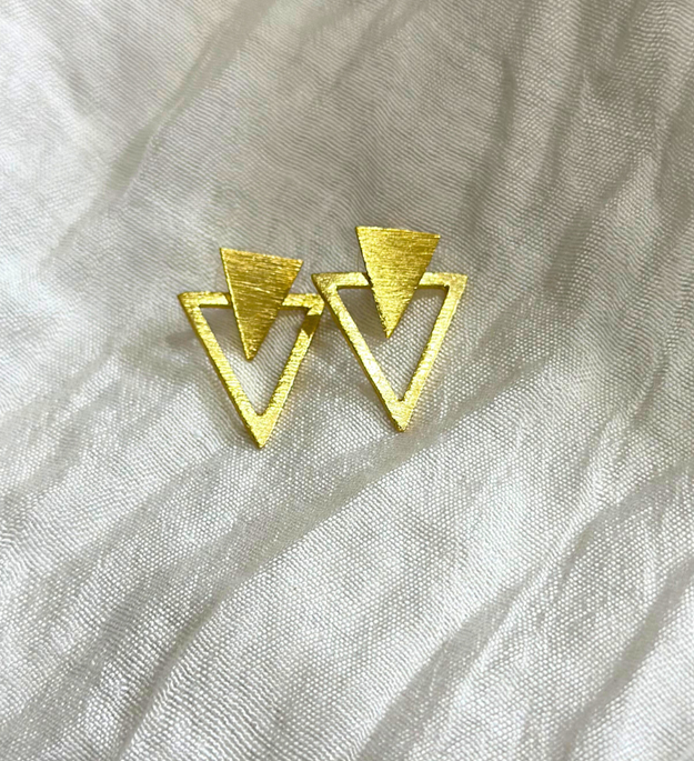 LocalLane Handcrafted Boho Dual Triangle Studs