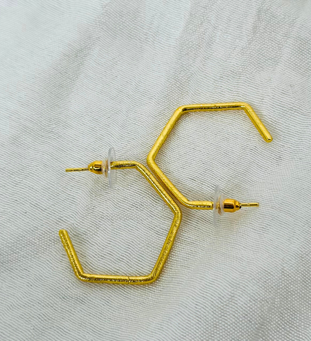 LocalLane Gold-Plated Hexagon Hoops