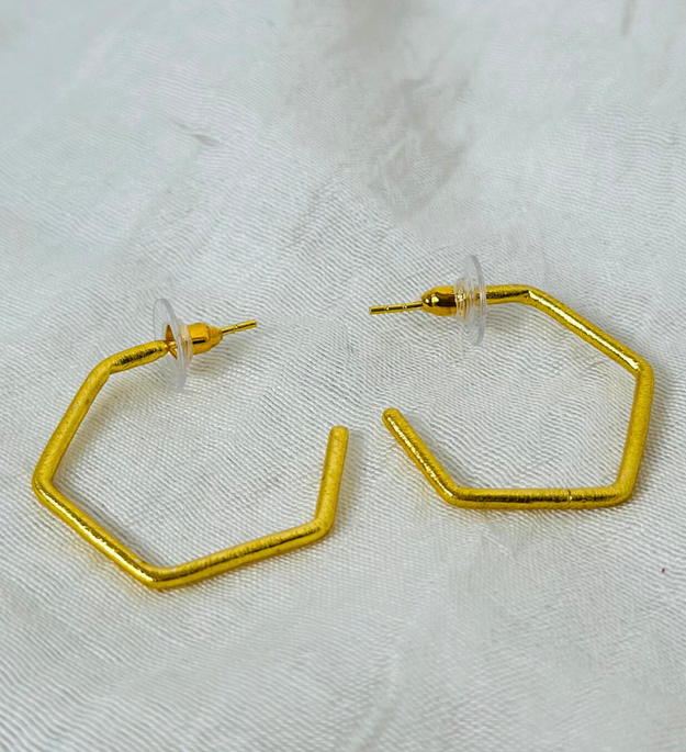 LocalLane Gold-Plated Hexagon Hoops