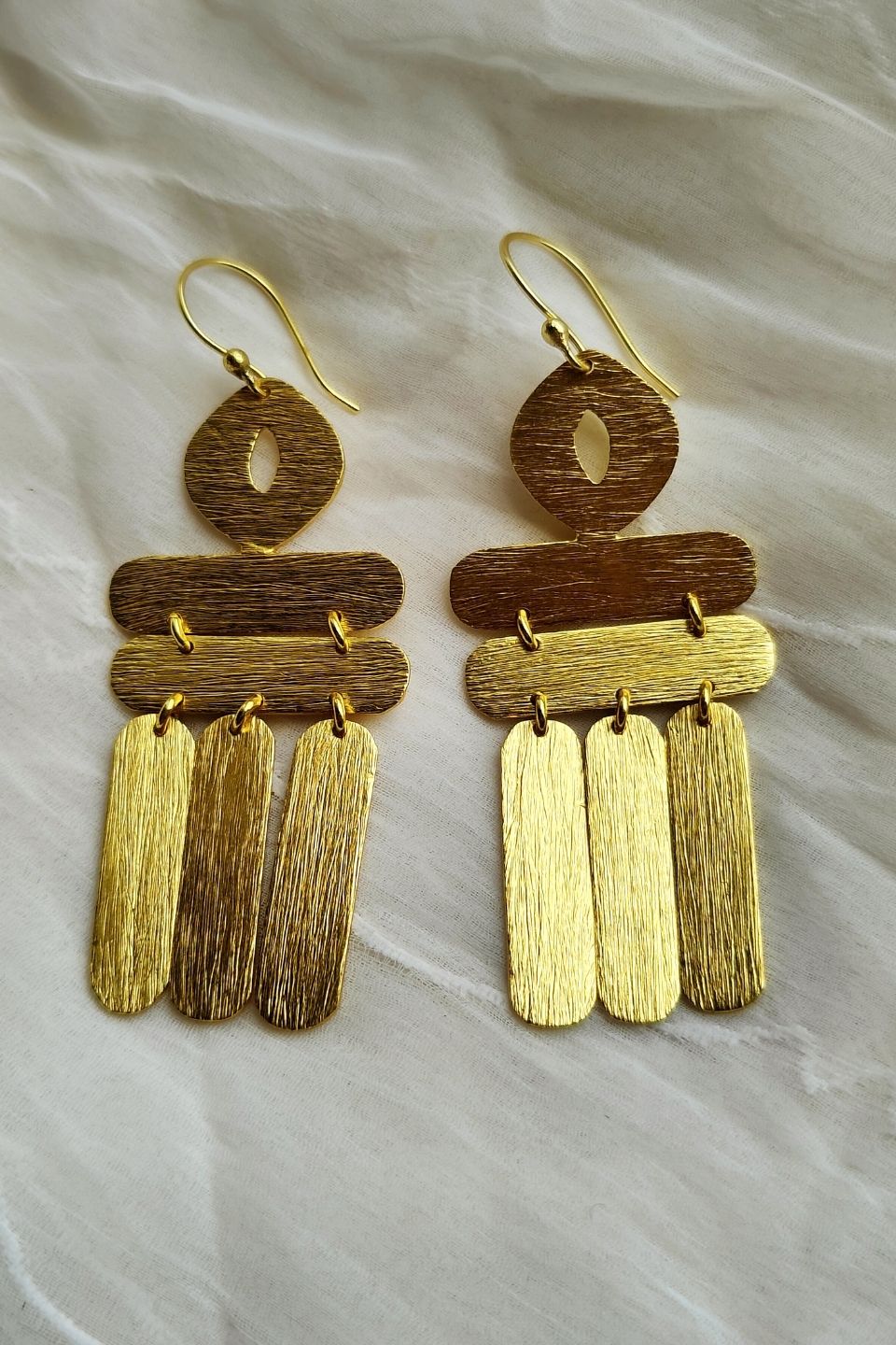 Artisanal Handcrafted Hammered Brass Earrings