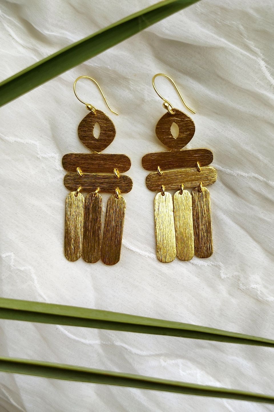 Artisanal Handcrafted Hammered Brass Earrings