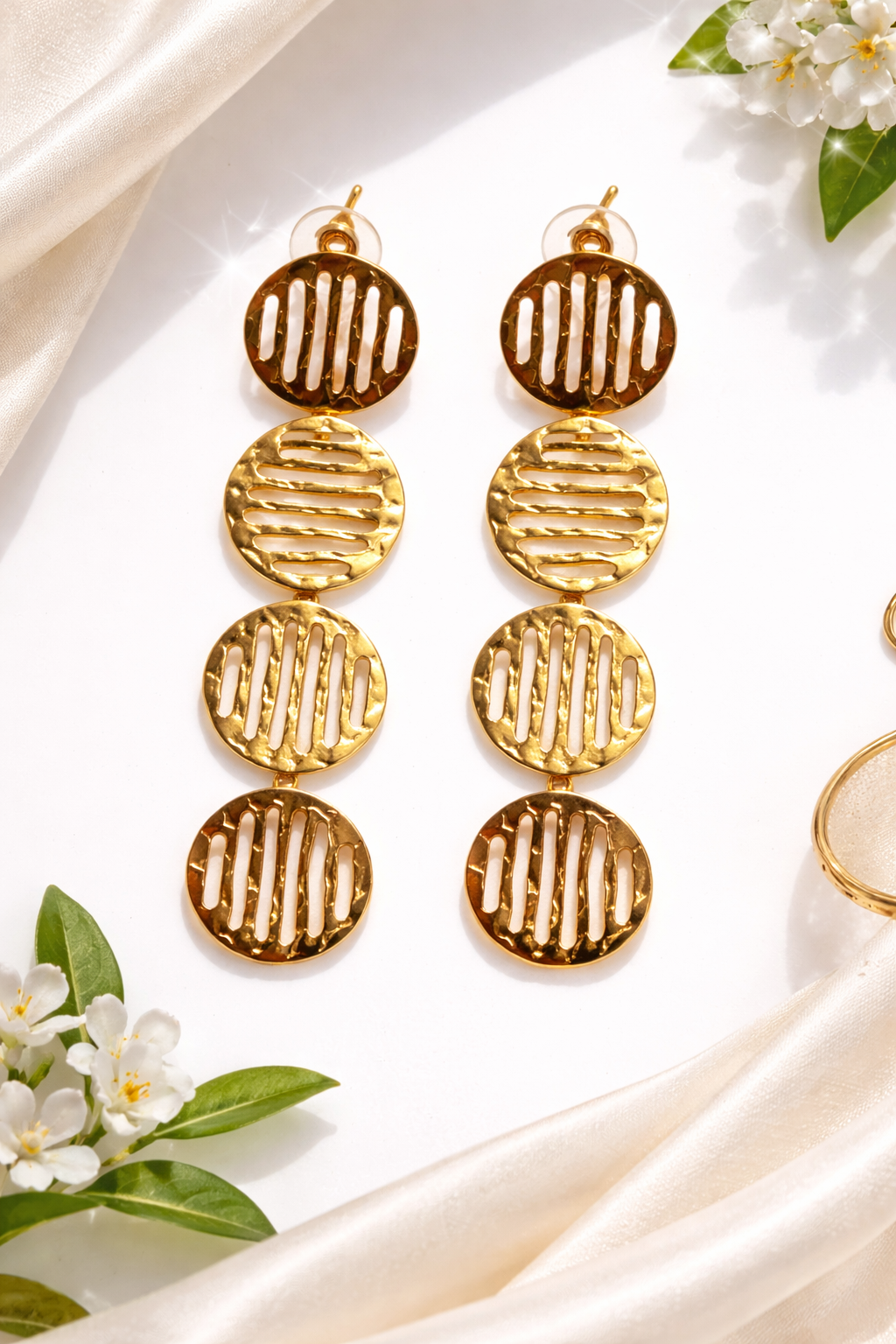 LocalLane Jaali Drop Gold Plated Brass Earrings