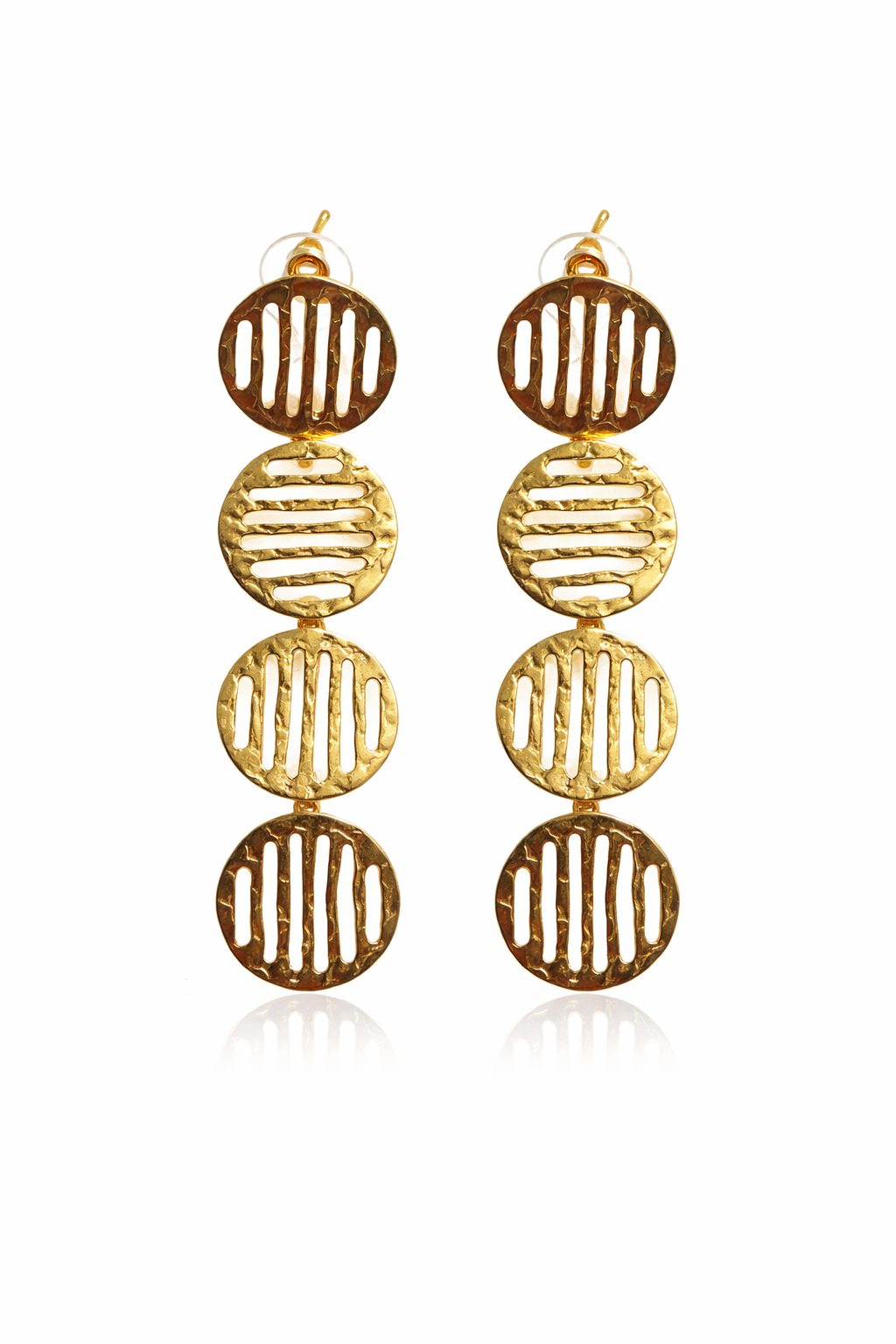 LocalLane Jaali Drop Gold Plated Brass Earrings