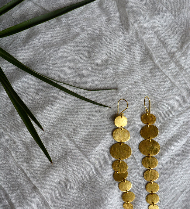 LocalLane Cascading Charm Handmade Brass Earrings