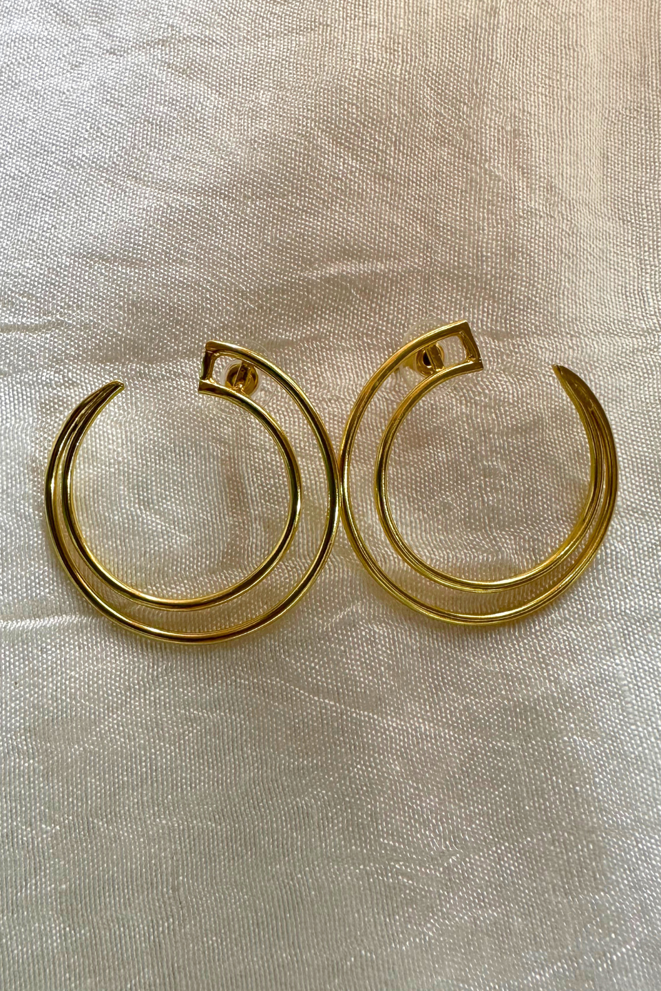 Double Hoops Brass Earrings