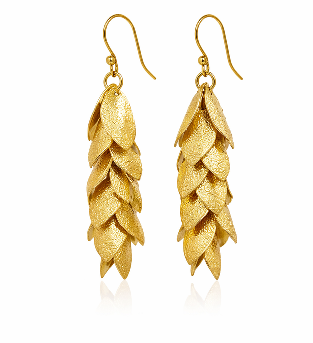 LocalLane Leafy Affair Drop Gold Plated Brass Earrings