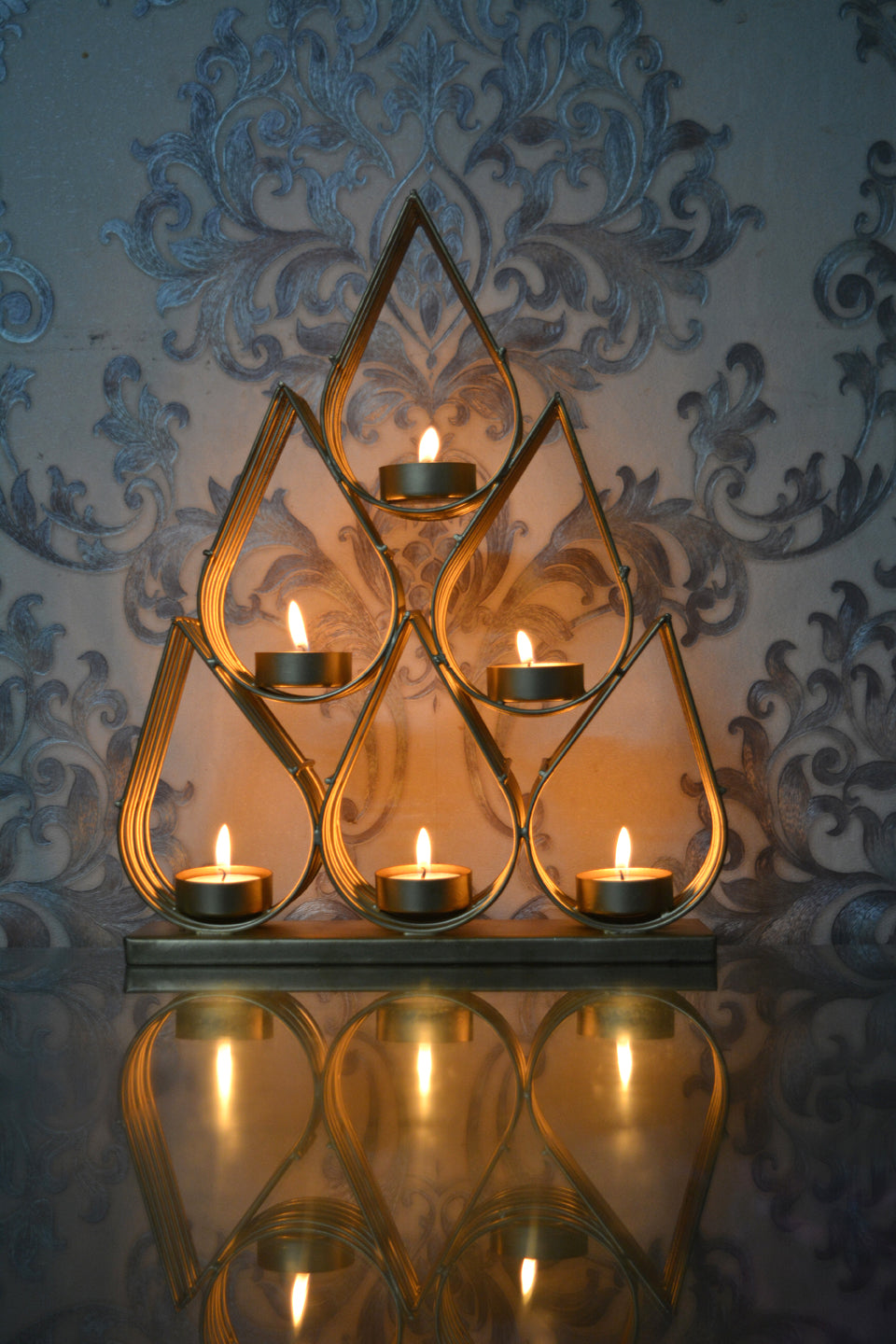 LocalLane ‘Golden Lotus Petals’ Handcrafted Table Tea-Light Holder