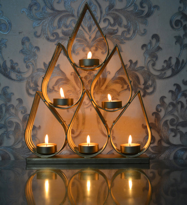 LocalLane ‘Golden Lotus Petals’ Handcrafted Table Tea-Light Holder