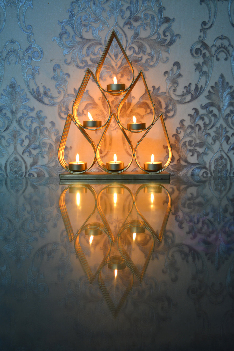 LocalLane ‘Golden Lotus Petals’ Handcrafted Table Tea-Light Holder