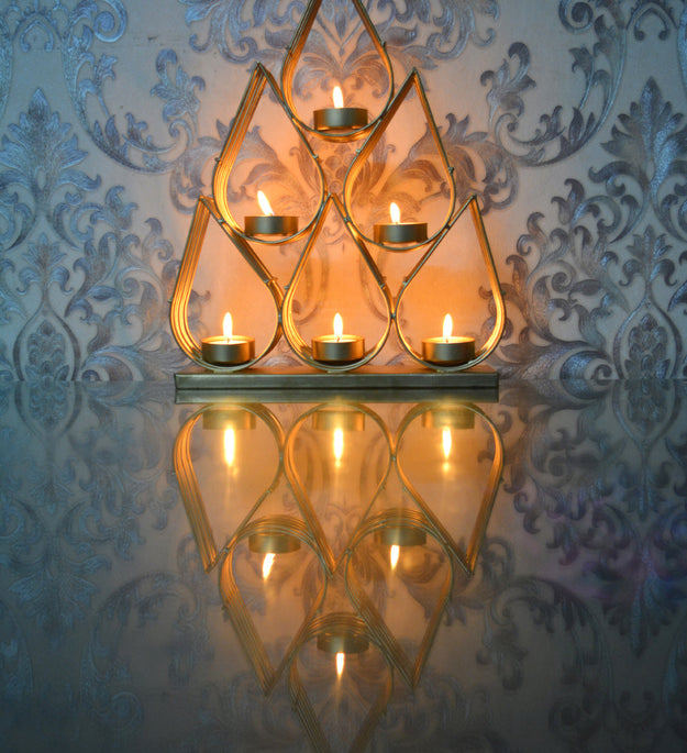 LocalLane ‘Golden Lotus Petals’ Handcrafted Table Tea-Light Holder