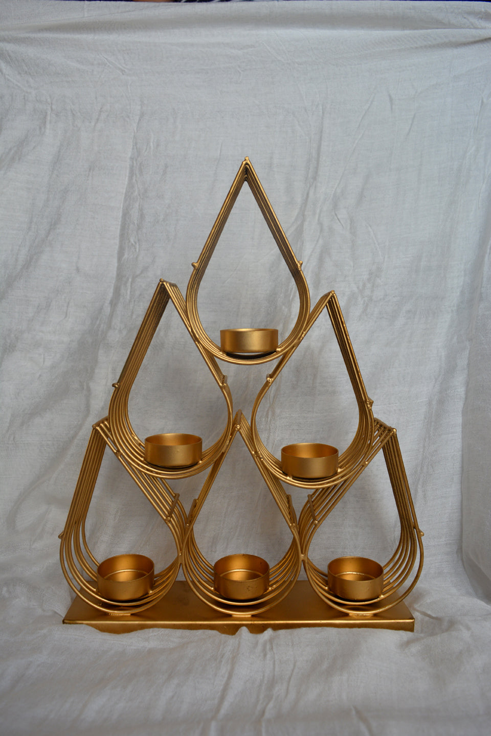 LocalLane ‘Golden Lotus Petals’ Handcrafted Table Tea-Light Holder