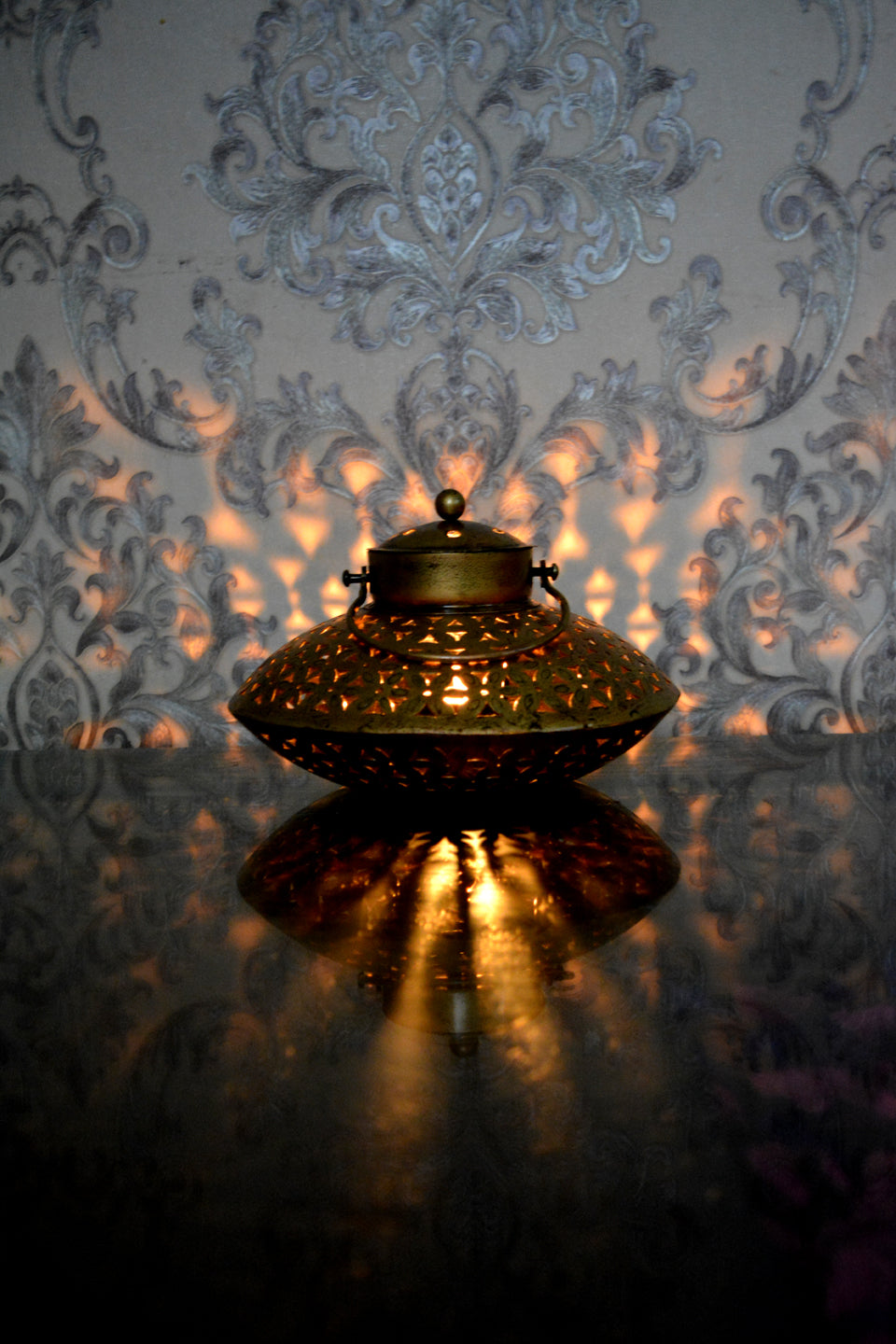 LocalLane ‘The Antique Lantern’ Hand-Etched Metal Tea-Light Holder