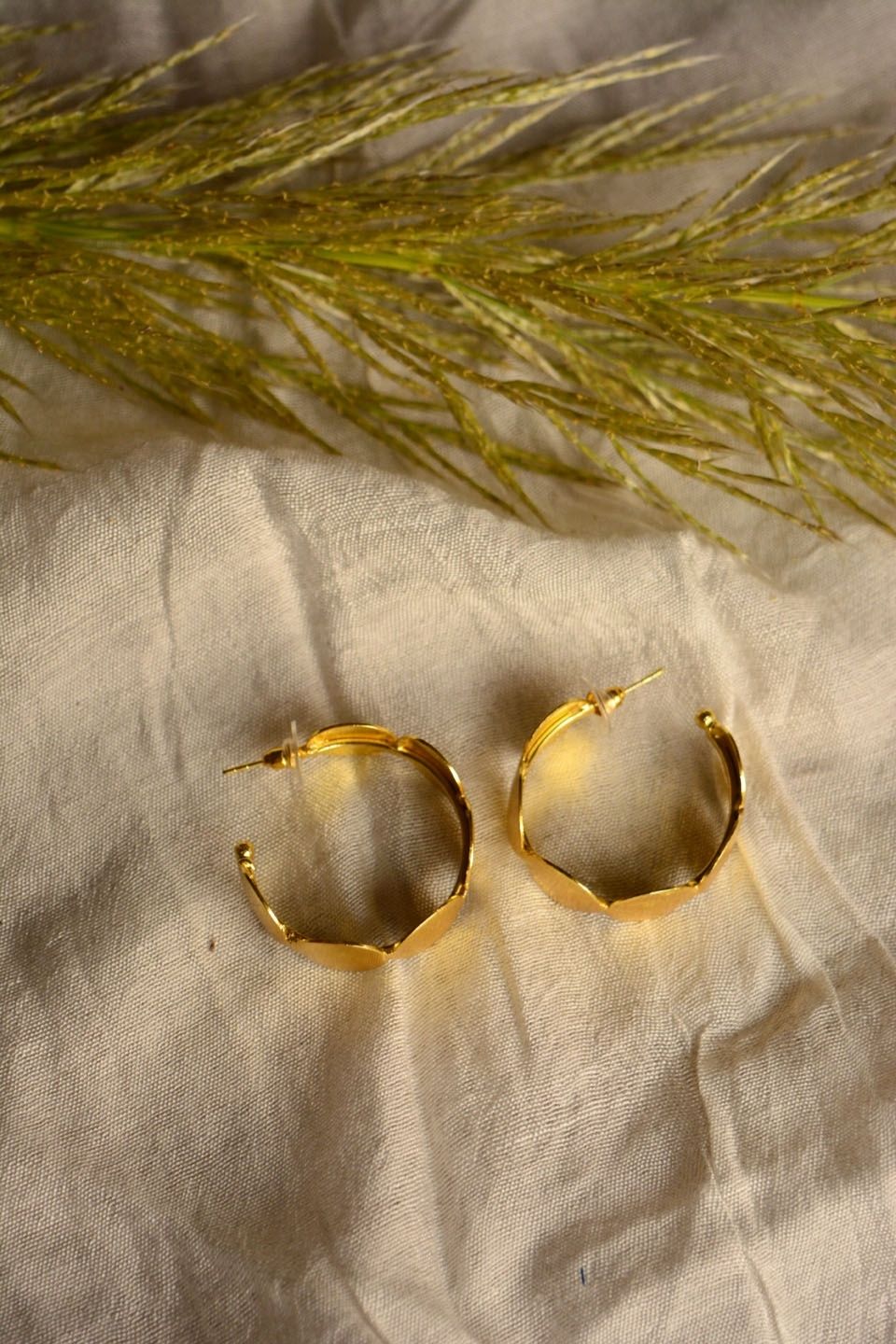 LocalLane Circular Hoops Handmade Brass Earrings