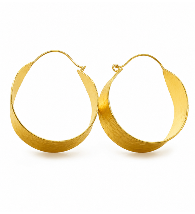 LocalLane Hammered Gold Hoop Earrings for Women