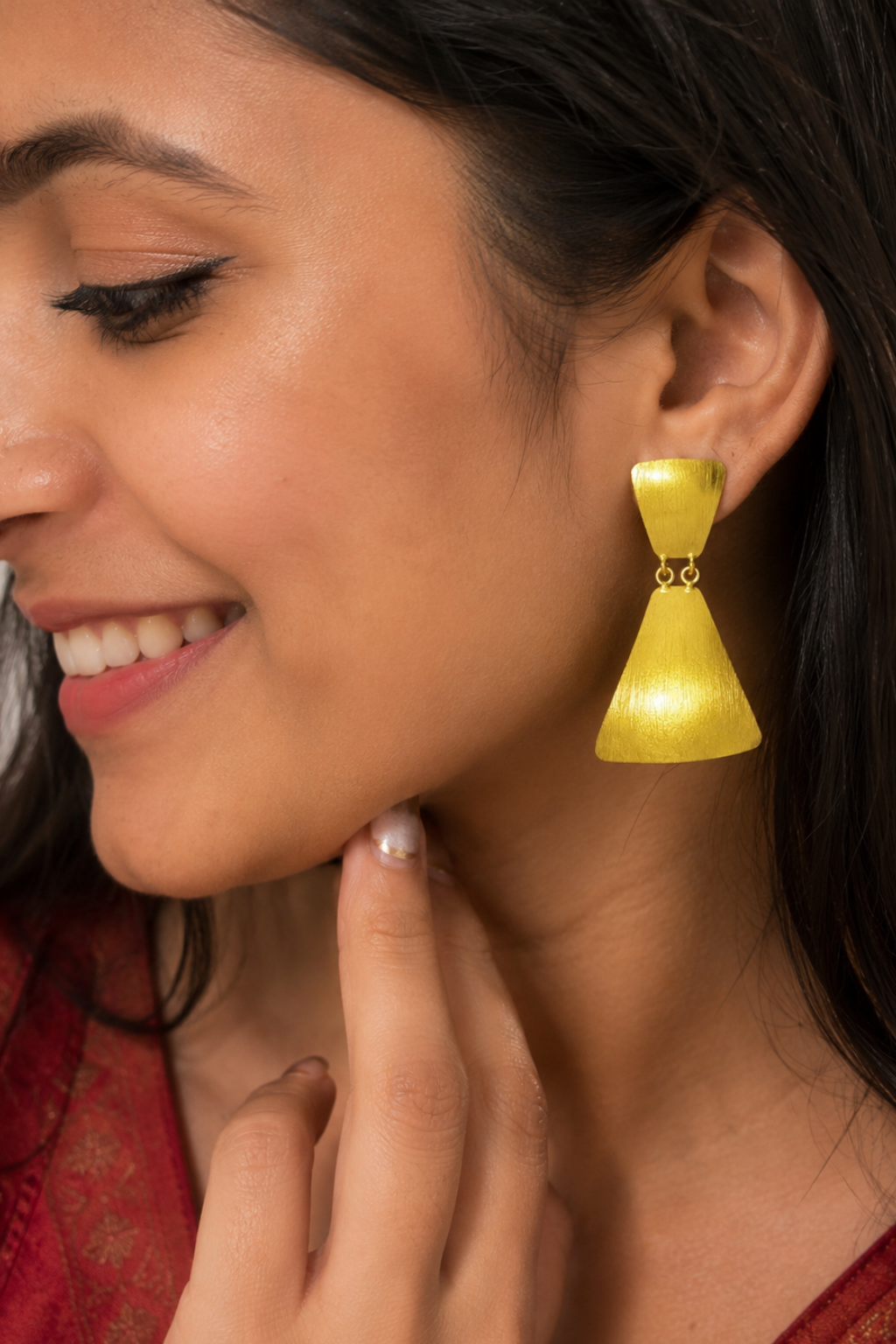 LocalLane Triangle Gold Plated Drop Earrings for Women