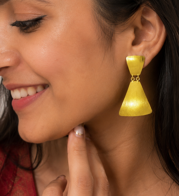 LocalLane Triangle Gold Plated Drop Earrings for Women