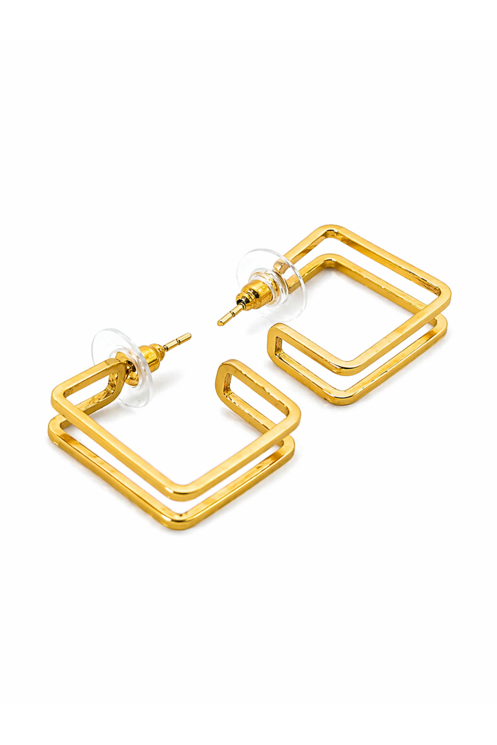 LocalLane Square Minimal Gold Plated Hoop Earrings for Women