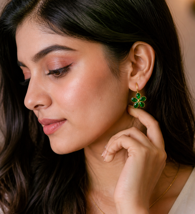 LocalLane Mini Flower Gold Plated Drop Earrings for Women