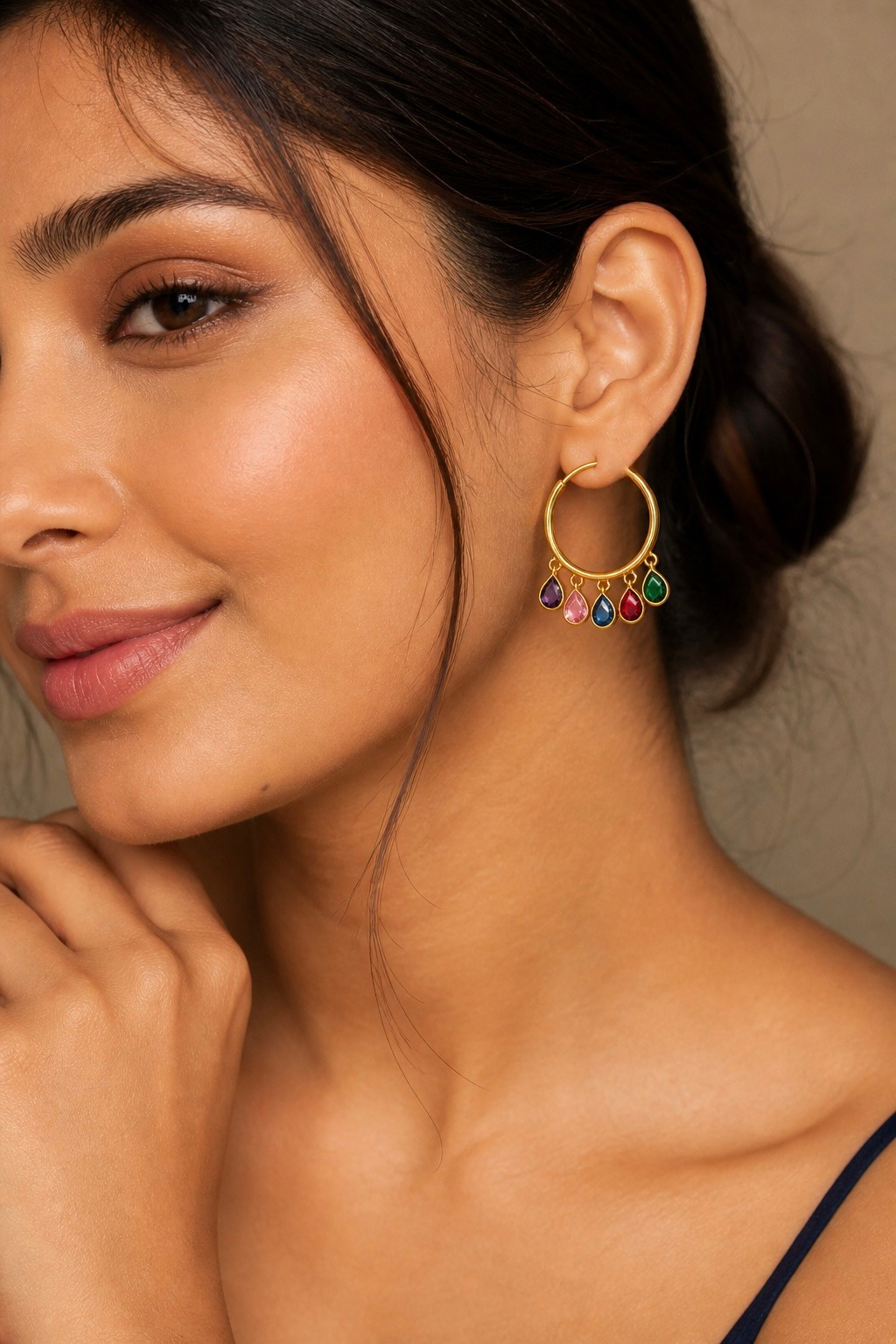 LocalLane Crystal Baali Gold Plated Earrings for Women