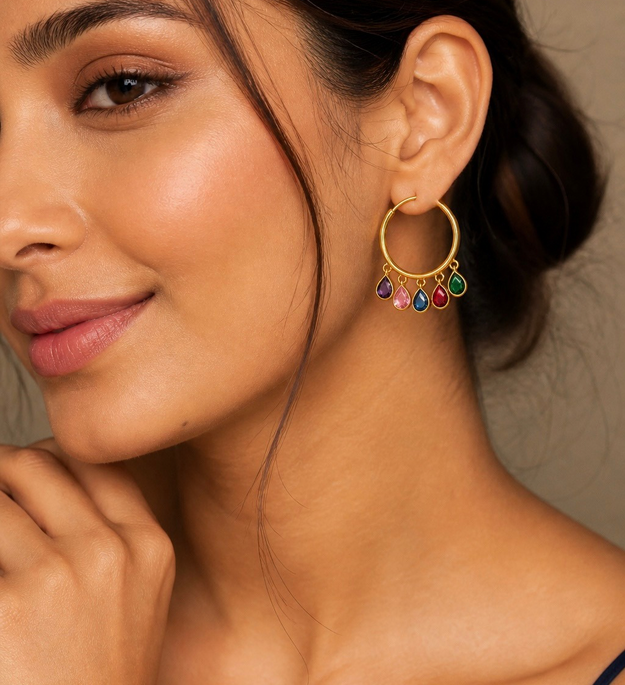 LocalLane Crystal Baali Gold Plated Earrings for Women