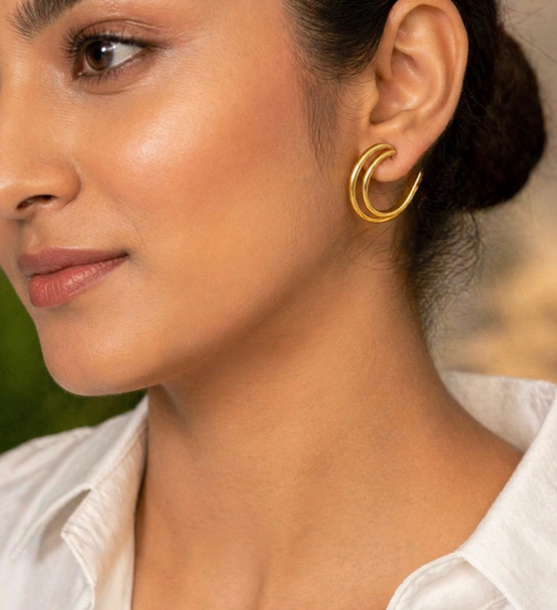 LocalLane Minimal Gold Plated Hoop Earrings for Women