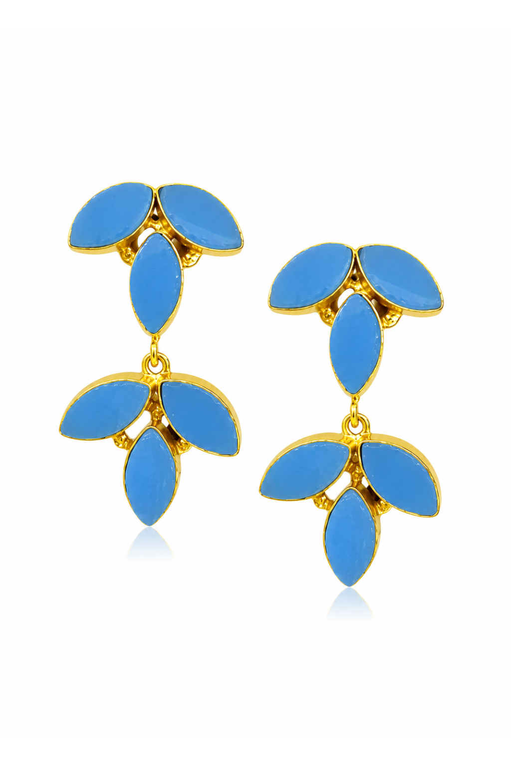 LocalLane Blue Leafy Drop Earrings for Women