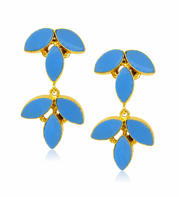 LocalLane Blue Leafy Drop Earrings for Women