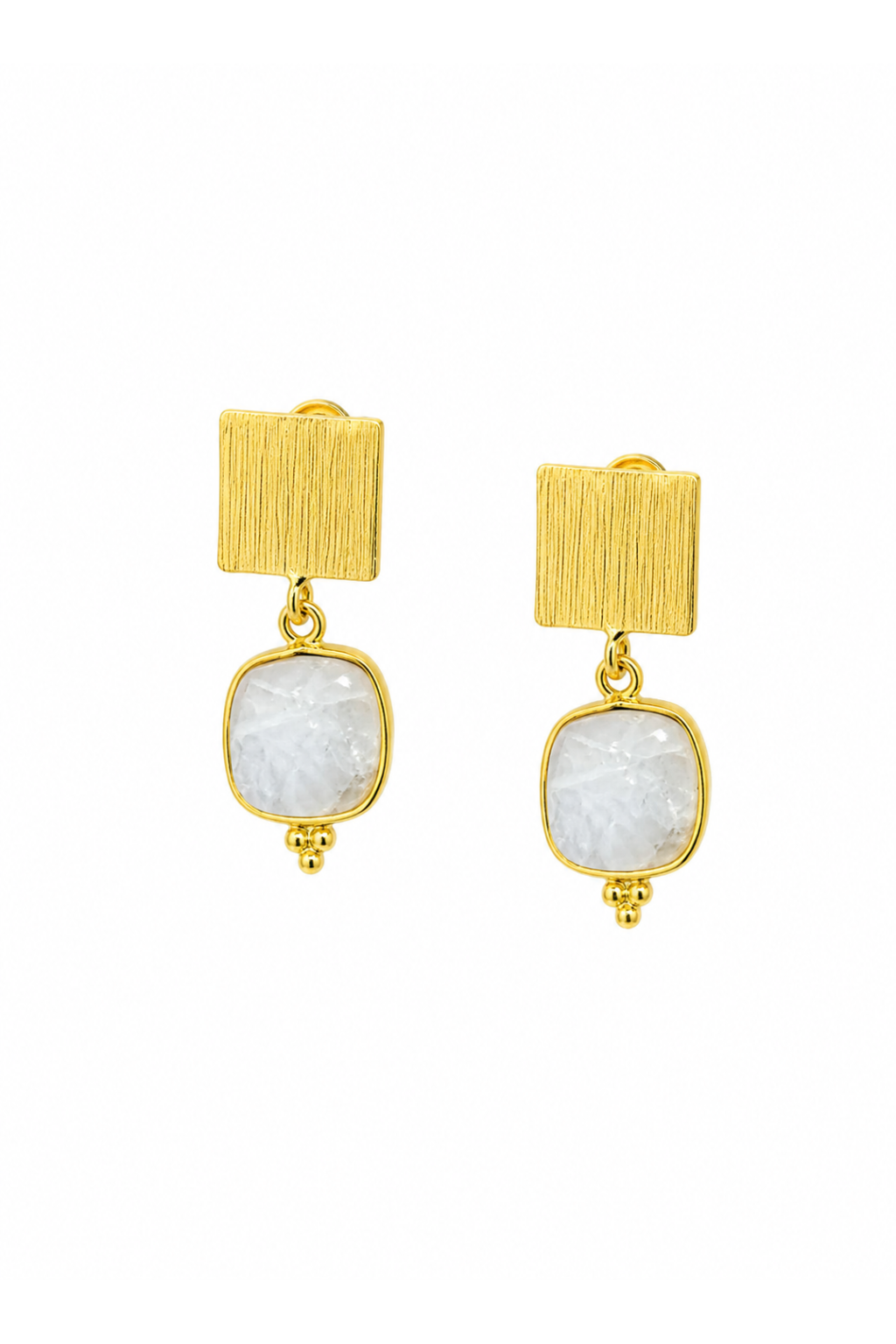 LocalLane Opal White Stone Earrings for Women