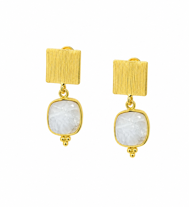 LocalLane Opal White Stone Earrings for Women