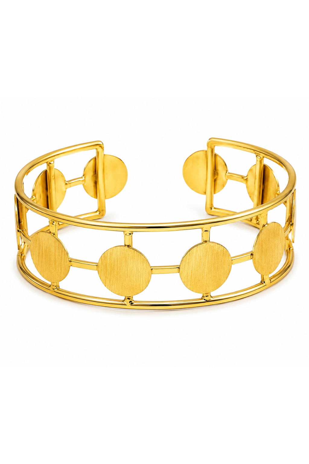 LocalLane Gold-Plated Adjustable Brass Paillettes Cuff Bracelet